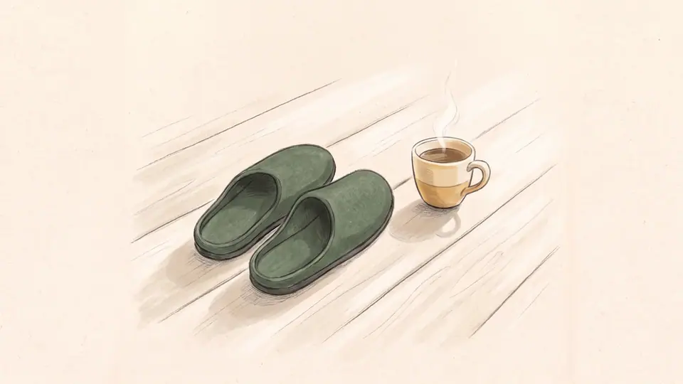 Illustratsioon vildist sussidest ja hommikukohvist puitpõrandal.